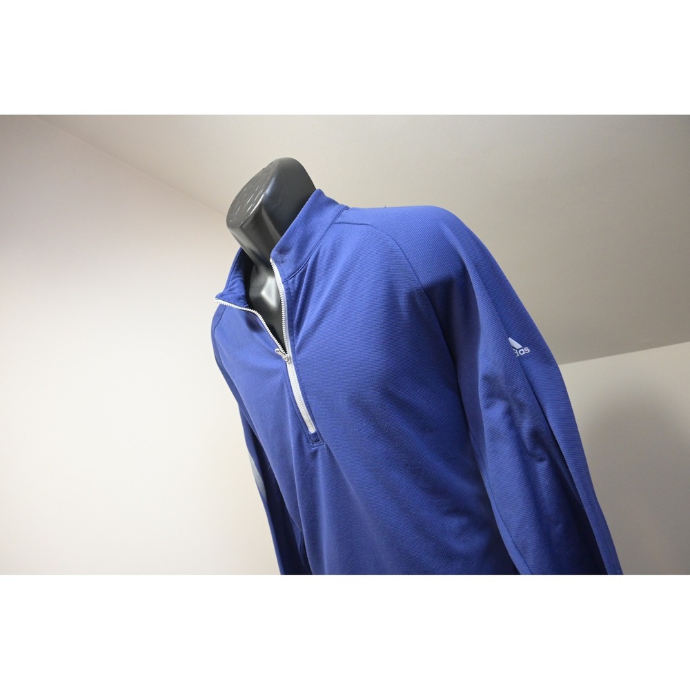 Adidas 1/4 Zip Pullover Mens Large Blue Long Sleeve Athletic Mock Neck Excellent